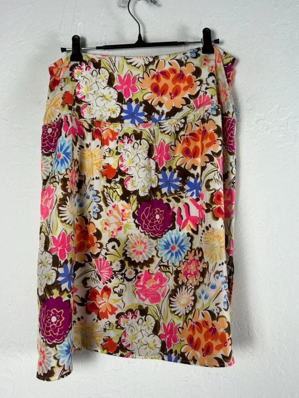 Sonia Bogner Women Floral Print Silk A-Line Skirt Size 8 Multicolor Lined Casual